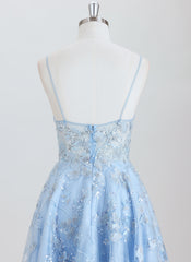 A-line V-Neck Short Lace Homecoming Dress With Sequins
