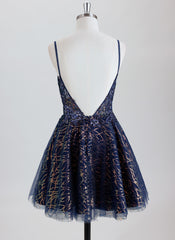 Ball-Gown/Princess Spaghetti Straps Short Sequined Homecoming Dress With Sequins