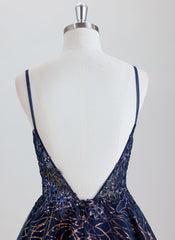 Ball-Gown/Princess Spaghetti Straps Short Sequined Homecoming Dress With Sequins