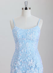 Sheath Spaghetti Straps Short Sequined Homecoming Dress With Sequins