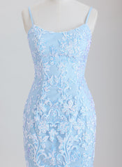 Sheath Spaghetti Straps Short Sequined Homecoming Dress With Sequins