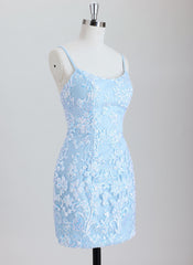 Sheath Spaghetti Straps Short Sequined Homecoming Dress With Sequins