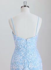 Sheath Spaghetti Straps Short Sequined Homecoming Dress With Sequins