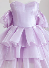 Ball-Gown/Princess Short Sleeve Short Organza Homecoming Dress With Ruffle