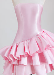 Ball-Gown/Princess Sleeveless Short Satin Homecoming Dress With Ruffle