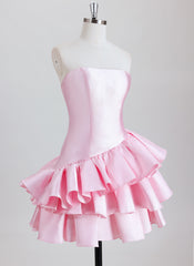Ball-Gown/Princess Sleeveless Short Satin Homecoming Dress With Ruffle