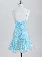 Trumpet/Mermaid Sleeveless Short Sequined Homecoming Dress With Ruffle