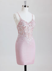 Sheath Spaghetti Straps Short Metallic Homecoming Dress With Sequins