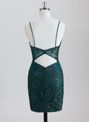 Sheath Spaghetti Straps Short Sequined Homecoming Dress With Sequins