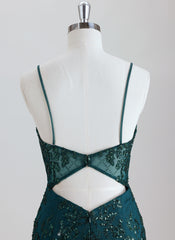 Sheath Spaghetti Straps Short Sequined Homecoming Dress With Sequins