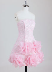 A-line Straight Short Lace Homecoming Dress With Ruffle
