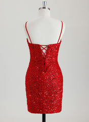 Sheath/Column Sweetheart Short Sequin Homecoming Dress With Sequins