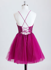 Ball-Gown/Princess V-Neck Short Tulle Homecoming Dress With Beading Sequins