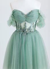 Ball-Gown/Princess Off the Shoulder Short Tulle Homecoming Dress With Beading Appliques Lace Sequins