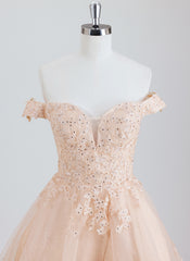 Ball-Gown/Princess Off the Shoulder Short Tulle Homecoming Dress With Rhinestone