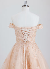 Ball-Gown/Princess Off the Shoulder Short Tulle Homecoming Dress With Rhinestone