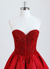 Ball-Gown/Princess Sweetheart Short Satin Homecoming Dress With Beading Sequins