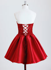 Ball-Gown/Princess Sweetheart Short Satin Homecoming Dress With Beading Sequins