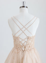 Ball-Gown/Princess Scoop Short Tulle Homecoming Dress With Beading Sequins