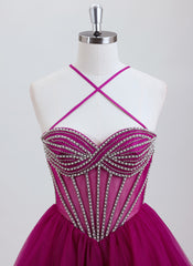 Ball-Gown/Princess Sweetheart Short Tulle Homecoming Dress With Rhinestone Beading