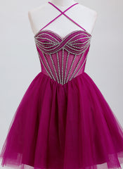 Ball-Gown/Princess Sweetheart Short Tulle Homecoming Dress With Rhinestone Beading