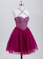 Ball-Gown/Princess Sweetheart Short Tulle Homecoming Dress With Rhinestone Beading