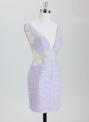 Sheath/Column V-Neck Short Sequin Homecoming Dress With Beading Sequins