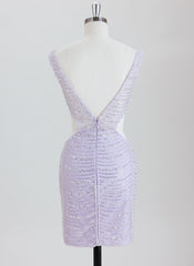 Sheath/Column V-Neck Short Sequin Homecoming Dress With Beading Sequins