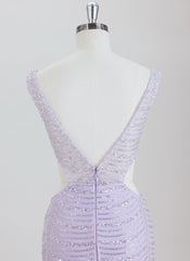 Sheath/Column V-Neck Short Sequin Homecoming Dress With Beading Sequins