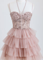 Ball-Gown/Princess Sweetheart Short Tulle Homecoming Dress With Sequins