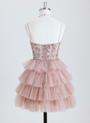 Ball-Gown/Princess Sweetheart Short Tulle Homecoming Dress With Sequins