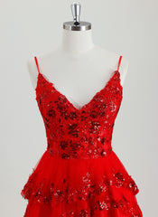 Ball-Gown/Princess V-Neck Short Tulle Homecoming Dress With Sequins