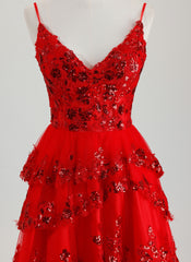 Ball-Gown/Princess V-Neck Short Tulle Homecoming Dress With Sequins