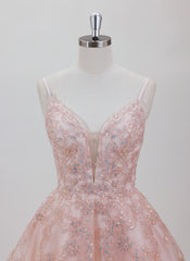A-line V-Neck Short Tulle Homecoming Dress With Sequins