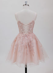 A-line V-Neck Short Tulle Homecoming Dress With Sequins