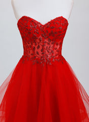 A-line Sweetheart Short Tulle Homecoming Dress