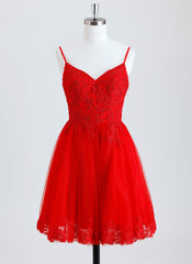 Ball-Gown/Princess V-Neck Short Tulle Homecoming Dress With Rhinestone