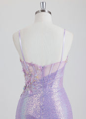 Sheath/Column Sweetheart Short Sequin Mini Dress With Beading 3D Floral Sequins