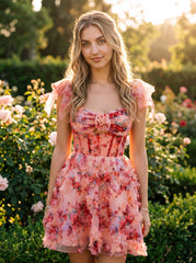 Ball-Gown/Princess Sleeveless Short Tulle Homecoming Dress With Ruffle