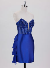 Sheath/Column Sleeveless Short Silky Satin Homecoming Dress With Sequins