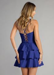 Ball-Gown/Princess Spaghetti Straps Short Satin Homecoming Dress With Pleated
