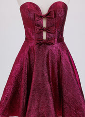 A-line Sleeveless Short Metallic Homecoming Dress With Bow