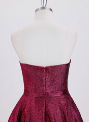 A-line Sleeveless Short Metallic Homecoming Dress With Bow