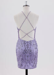 Sheath Spaghetti Straps Short Sequin Homecoming Dress With Sequins