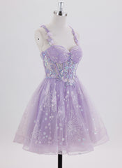 Ball-Gown/Princess Sleeveless Short Tulle Homecoming Dress With Sequins