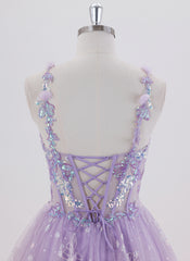 Ball-Gown/Princess Sleeveless Short Tulle Homecoming Dress With Sequins