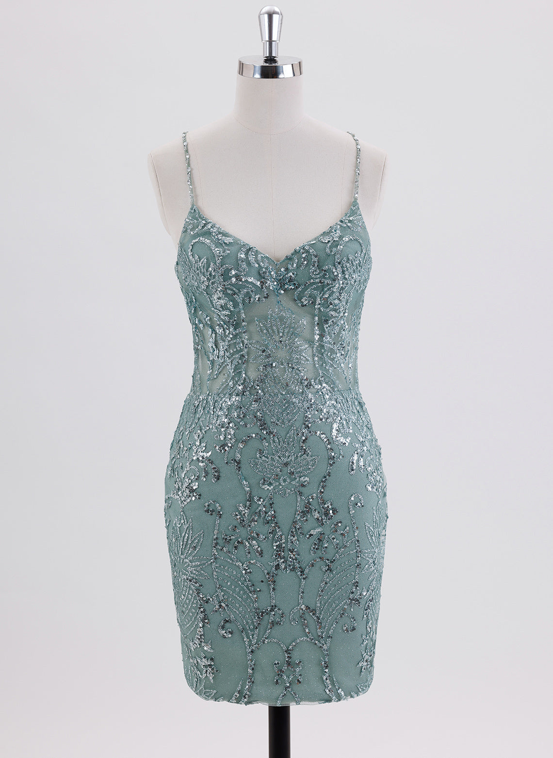 Sheath/Column Spaghetti Straps Short Sequin Homecoming Dress With Sequins