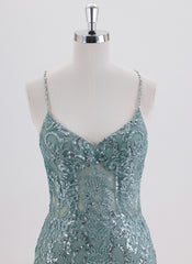 Sheath/Column Spaghetti Straps Short Sequin Homecoming Dress With Sequins