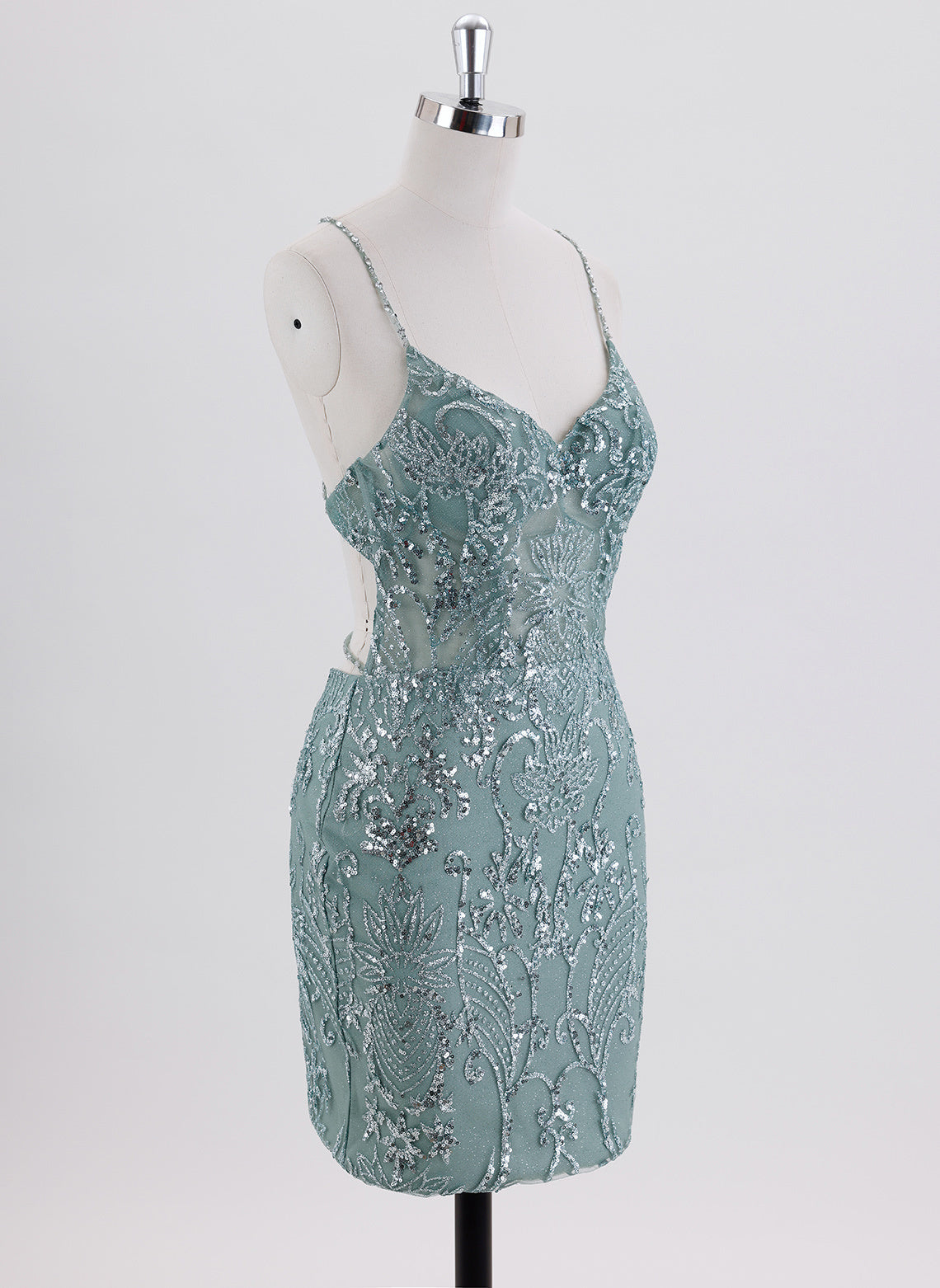 Sheath/Column Spaghetti Straps Short Sequin Homecoming Dress With Sequins
