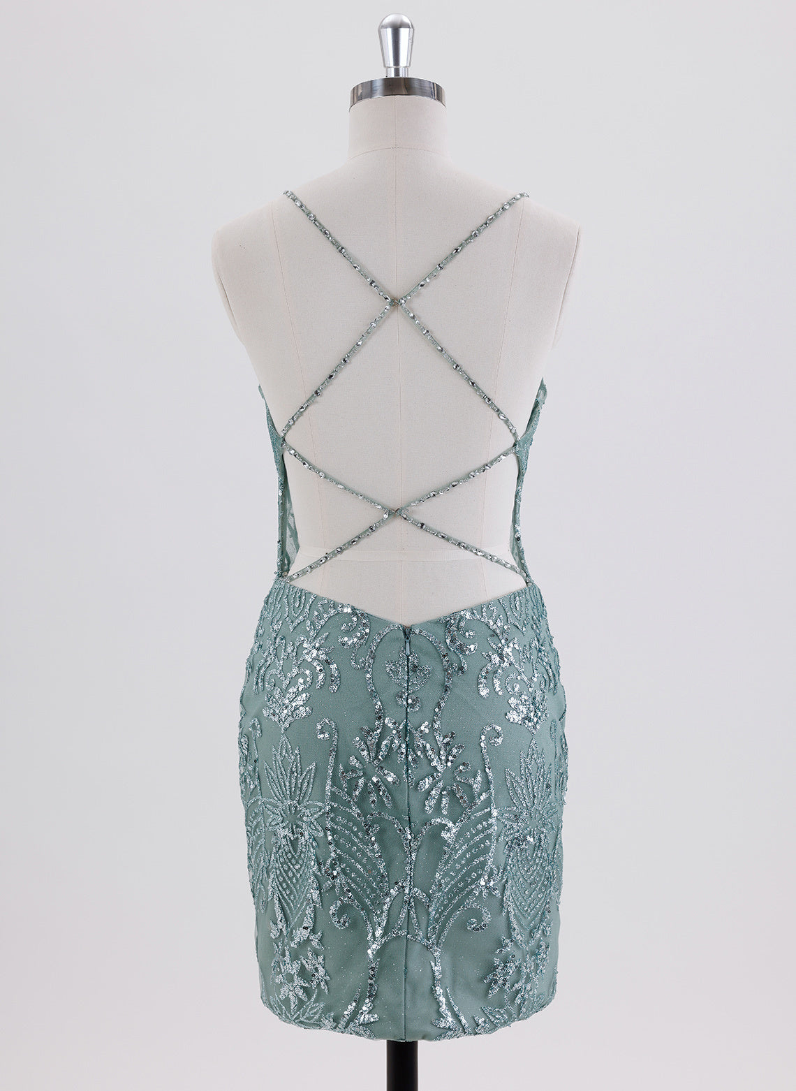 Sheath/Column Spaghetti Straps Short Sequin Homecoming Dress With Sequins